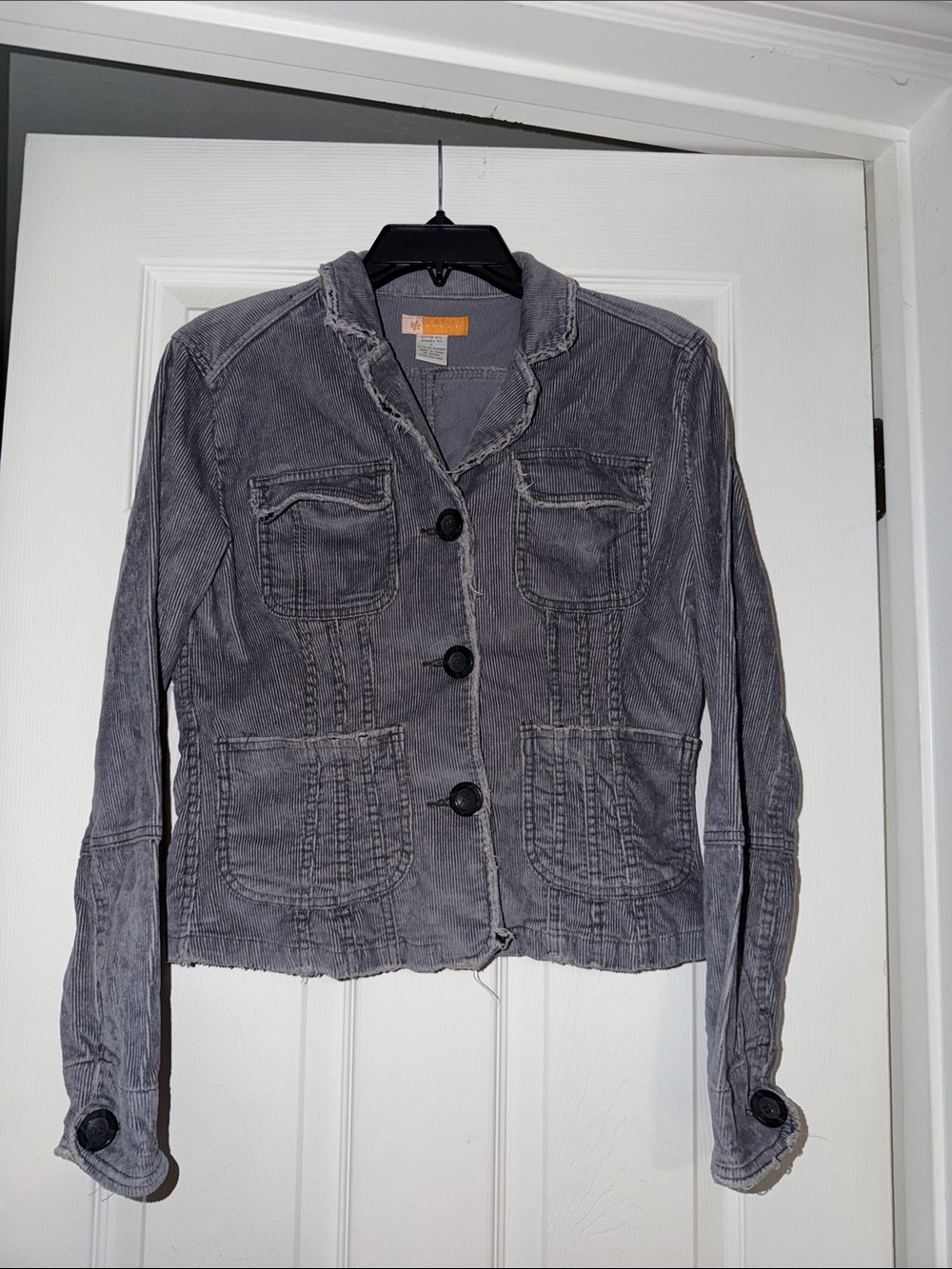 Tulle Washed Gray Button-Front Jean Jacket